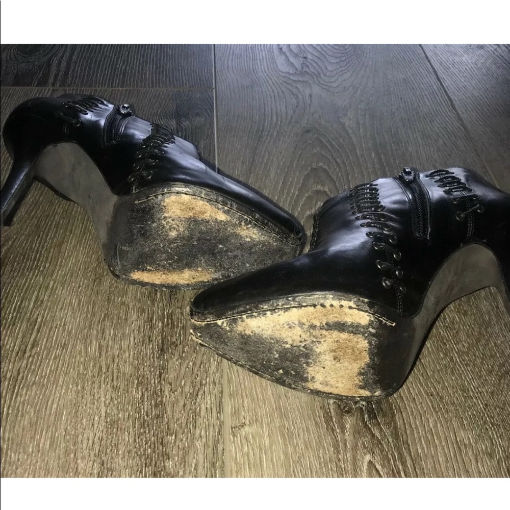 Giambattista Valli black leather corset booties 7 - Picture 4 of 8